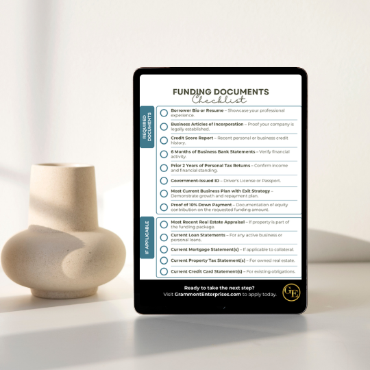 GE Funding Documents Checklist on Tablet Mockup