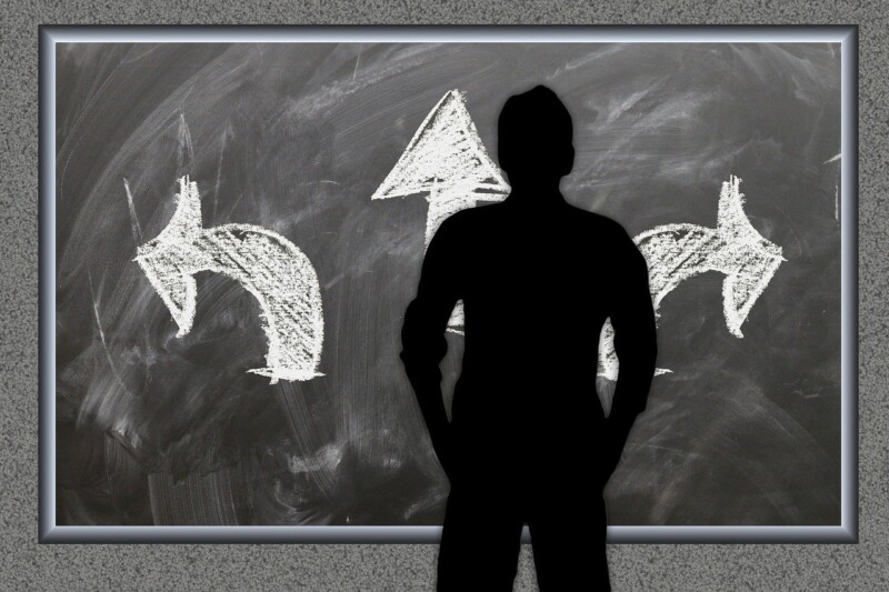 board, arrows, decision, right, left, straight, man, silhouette, viewing, think, alternative, opportunity, option, a notice, direction, writing, signpost, billboard, business, waypoint, decision, decision, decision, opportunity, opportunity, opportunity, opportunity, opportunity
